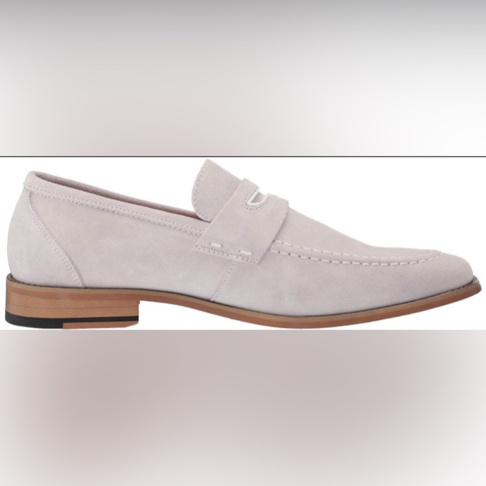 Stacy Adams "Colfax" Chalk Genuine Suede Leather Moc Toe Penny Slip - Picture 3 of 12
